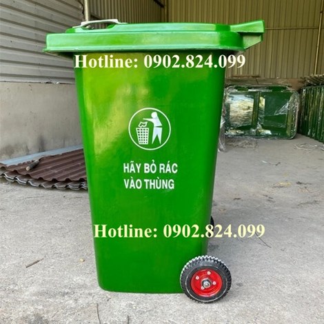 Thùng Rác Composite 240L Nắp Kín Bánh xe siêu bền 15 năm