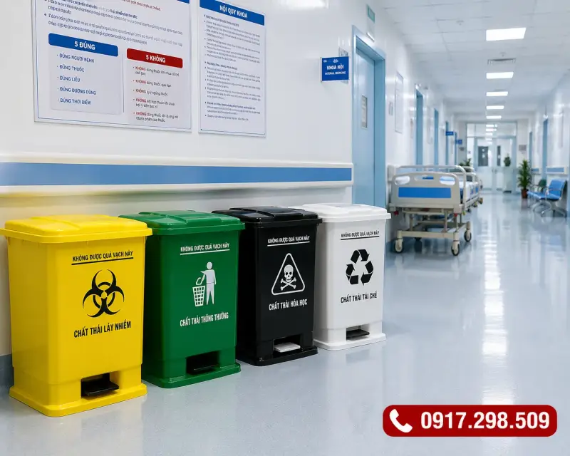 Quy định màu sắc thùng rác y tế
