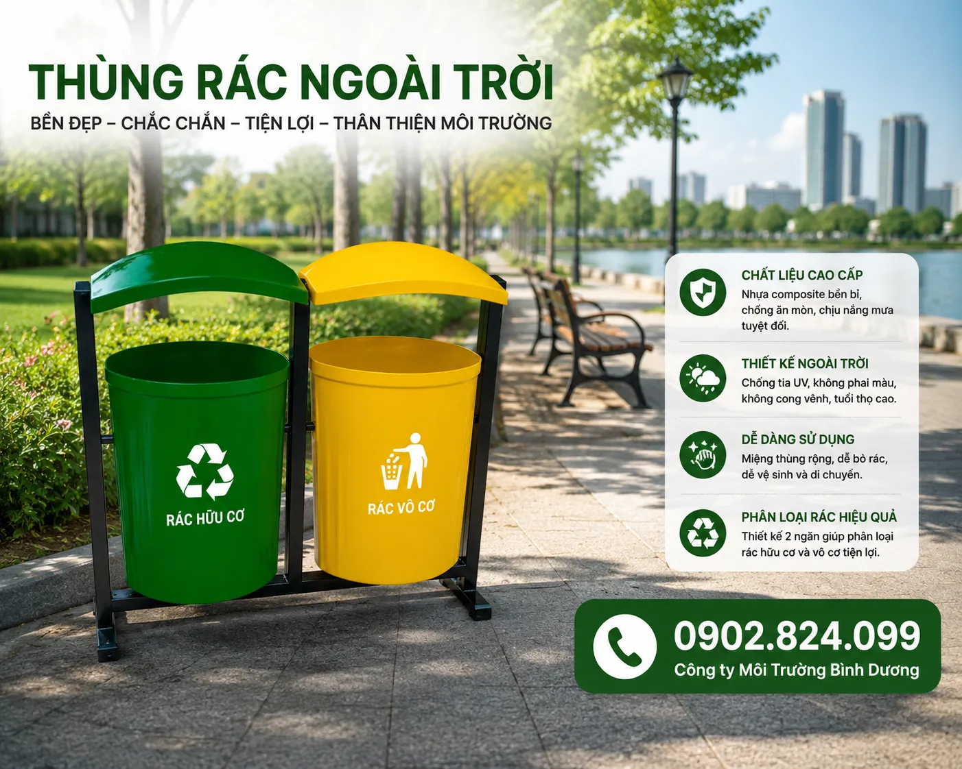 Thùng rác đôi 2 ngăn