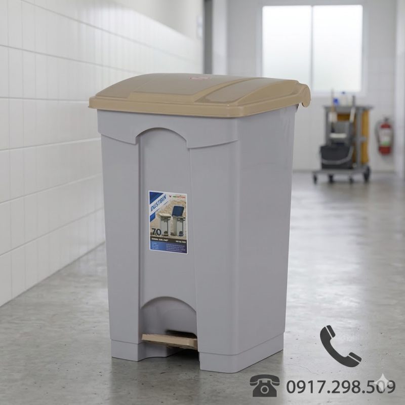 Thùng rác 70 lít có ruột màu Càfe