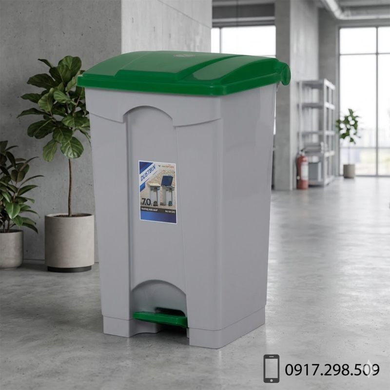 Thùng rác công cộng 70 lít có ruột màu xanh lá