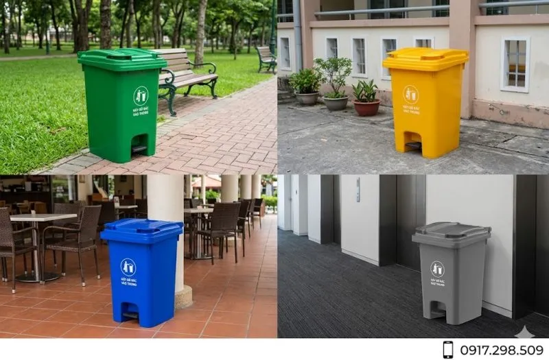 thùng rác đạp 60 lít