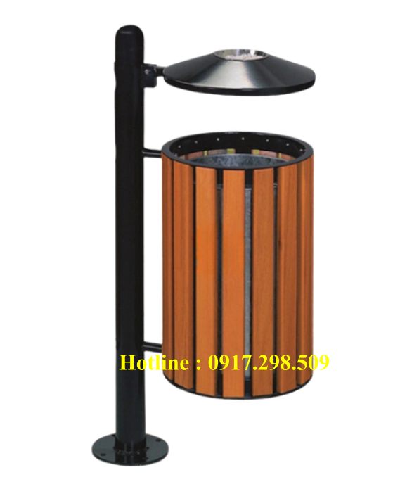 thùng rác gỗ ngoài trời