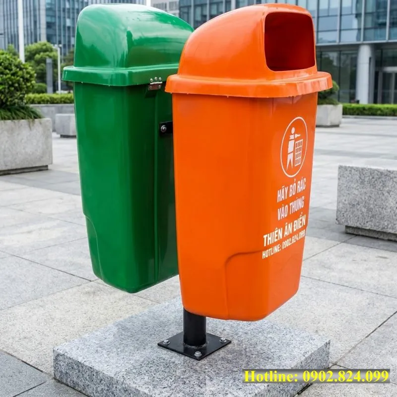 Thùng rác ngoài trời 2 ngăn