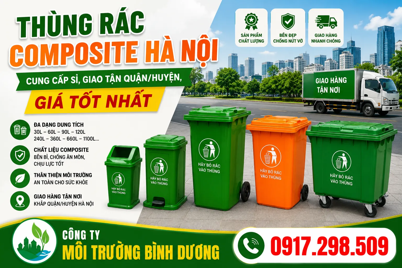 bán thùng rác công cộng Hà Nội