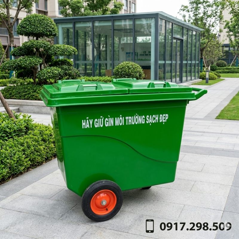Báo ggiá xe thu gom rác 660 lít composite