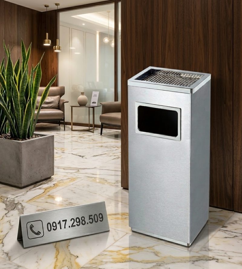 giá thùng rác inox chữ nhật