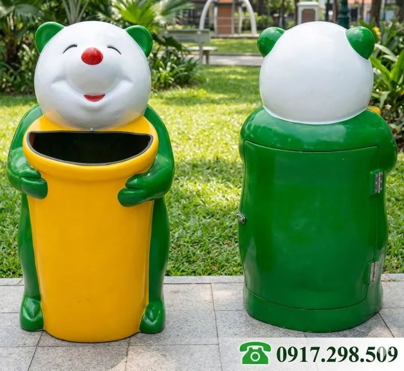 Thùng rác hình gấu trúc - mua thùng rác số lượng lớn