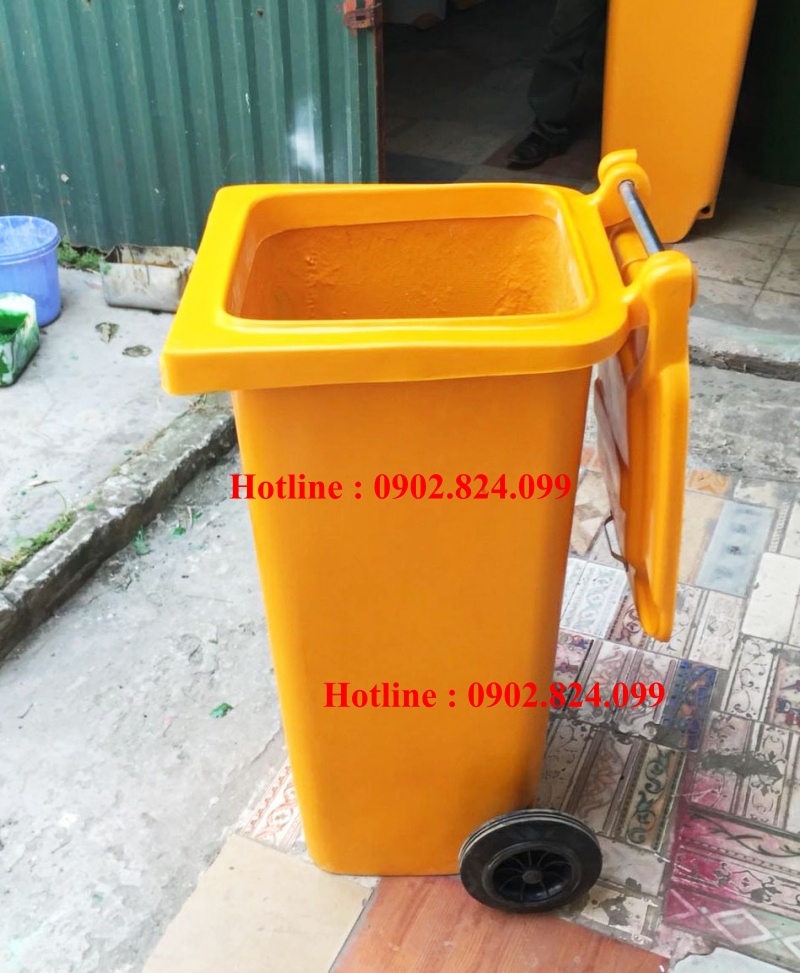 thùng rác 240 lít màu vàng  