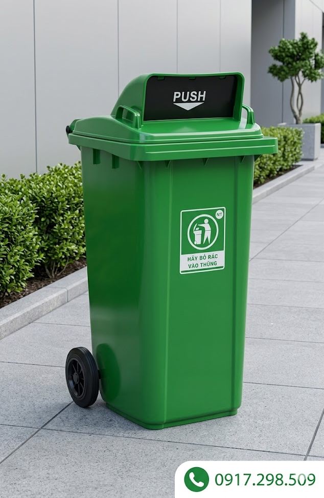 Thùng rác HDPE 240 lít nắp hở