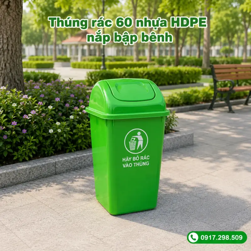 Thùng rác 60 lít nhựa HDPE
