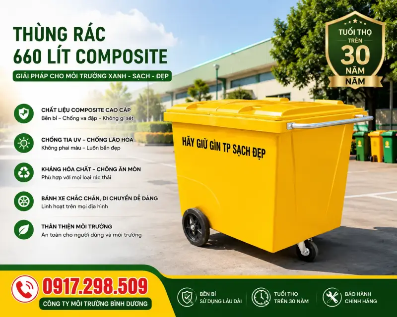 Thùng rác 660 lít giá rẻ