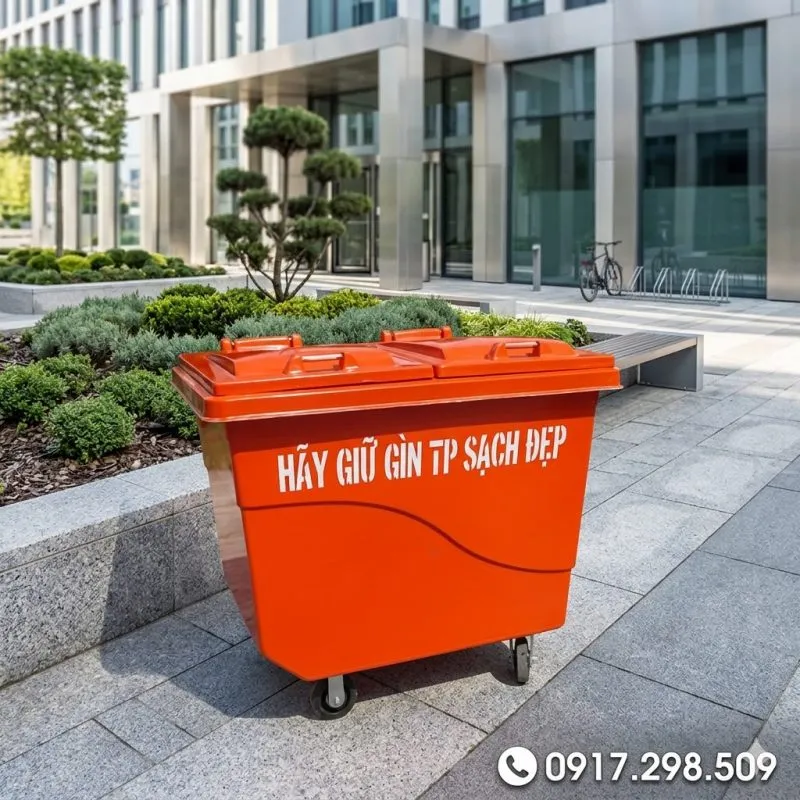 xe thu gom rac 660 lít 