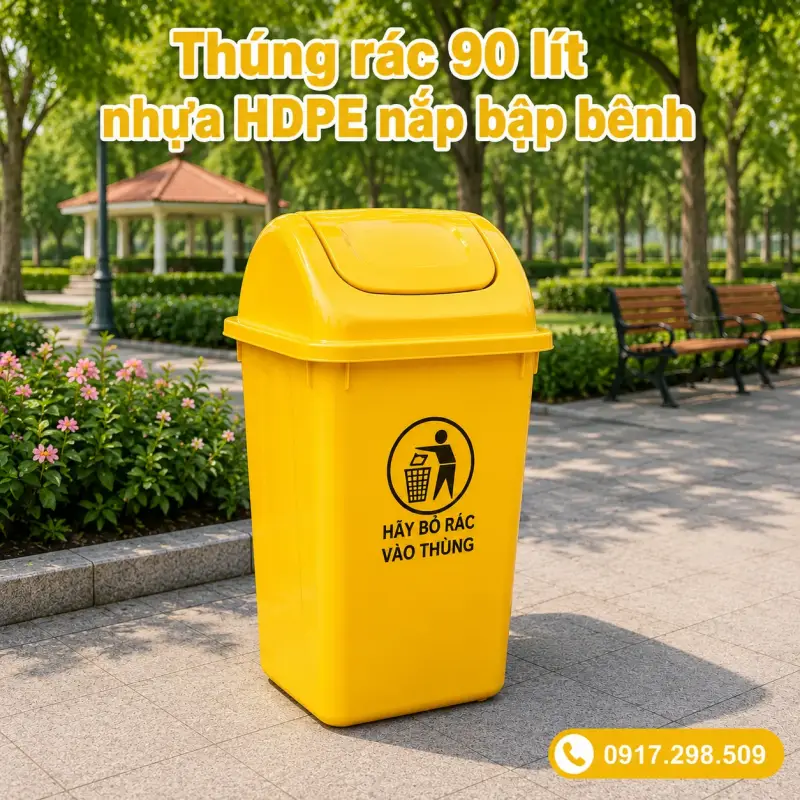 Thùng rác 90 lít nhựa HDPE