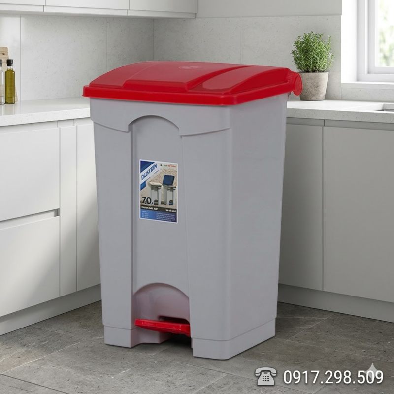 Thùng rác công cộng 70 lít có ruột màu đỏ