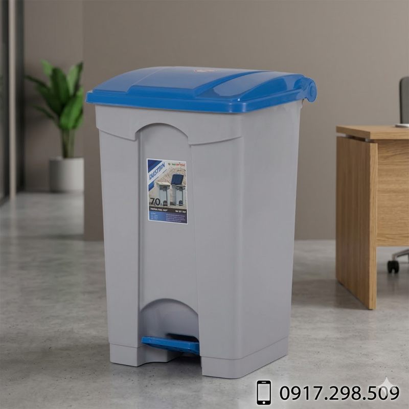 Thùng rác công cộng 70 lít có ruột xanh dương