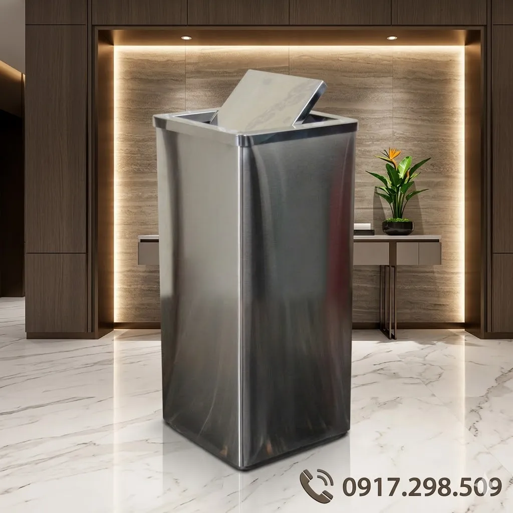 thùng rác nắp bập bênh văn phòng
