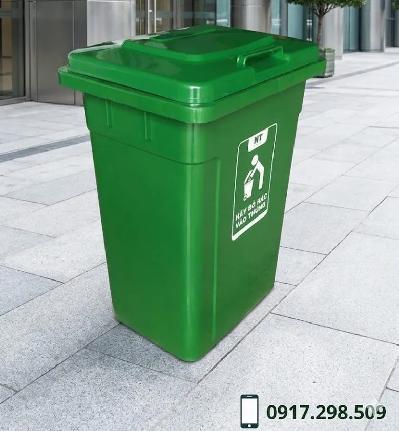 thùng rác nhựa composite 90 lít có nằp đậy 