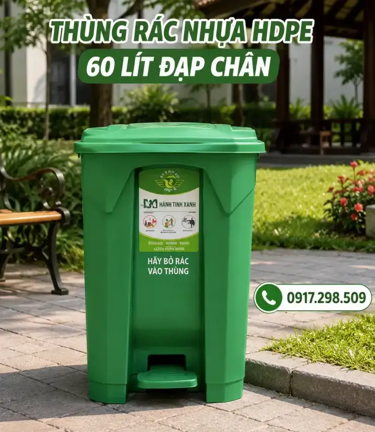Thùng rác bếp công nghiệp nắp kín đạp chân