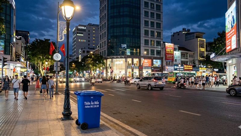 thùng rác xe rác composite