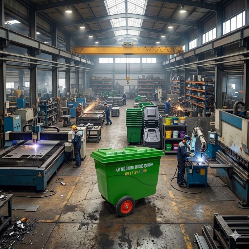 xe thu gom rác 660 lít 