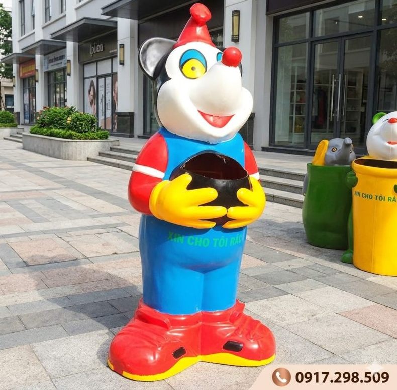 Thùng Rác Chuột Mickey Composite | Ngộ Nghĩnh, Bền Bỉ, Giá Sỉ
