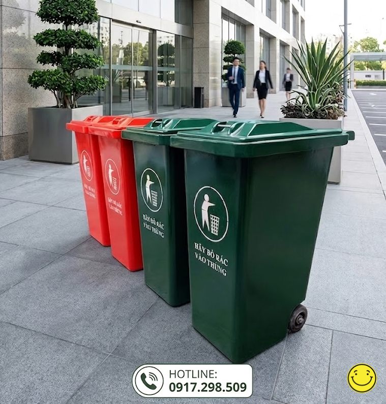 Thùng Rác Composite 240L Nắp Kín, Bánh Xe - Lựa Chọn Số 1 Cho Đô Thị & Khu Công Nghiệp