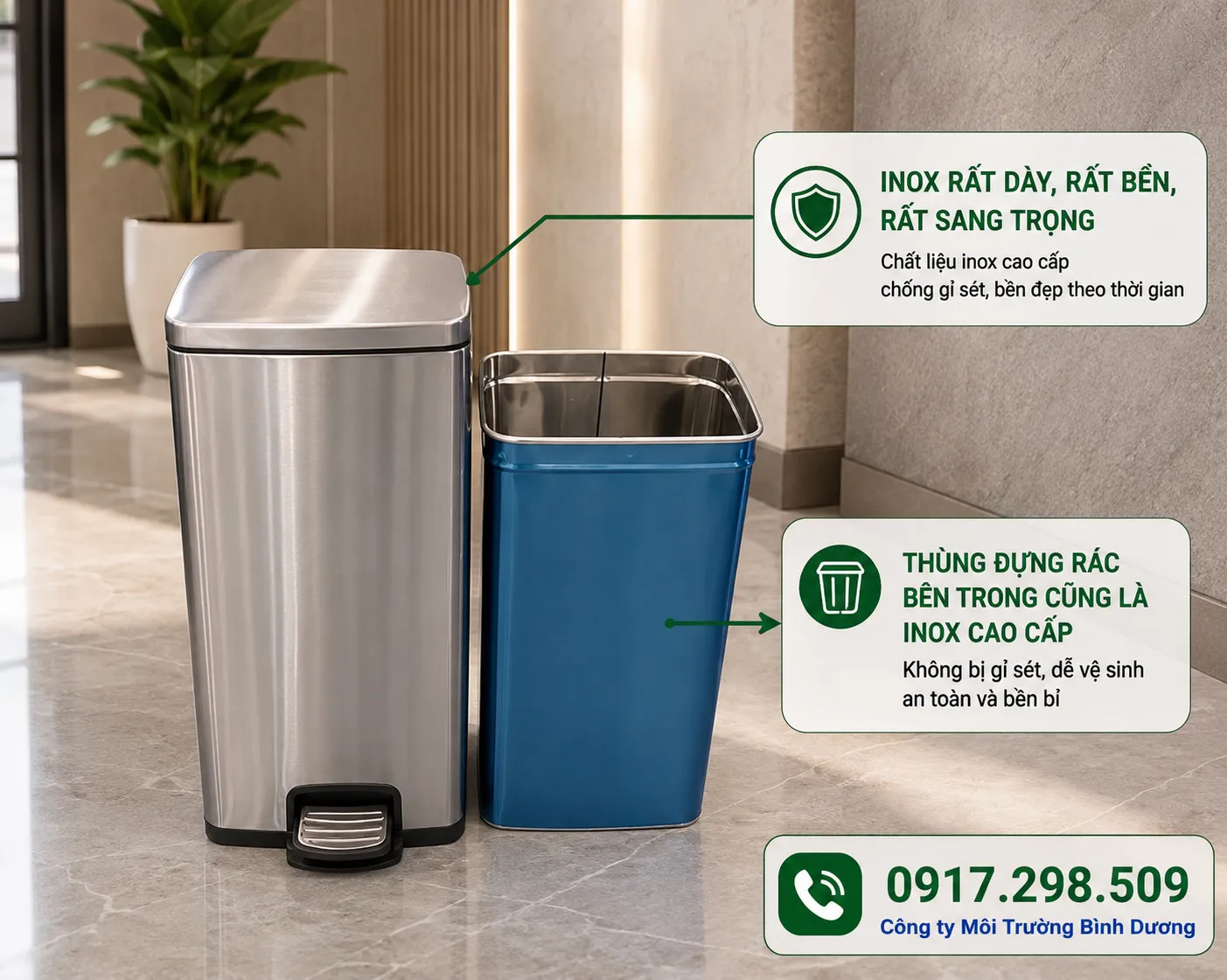 Thùng Rác Inox: Tổng Hợp Tất Cả Loại, Giá & So Sánh Với Composite