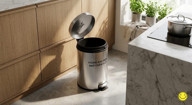 Thùng Rác Inox Đạp Chân 5 Lít Cao Cấp | Báo Giá Trực Tiếp Xưởng