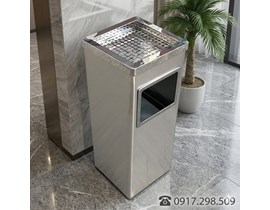 Thùng Rác Inox Gạt Tàn Vuông (240x240x610) Cao Cấp | Giá Xưởng