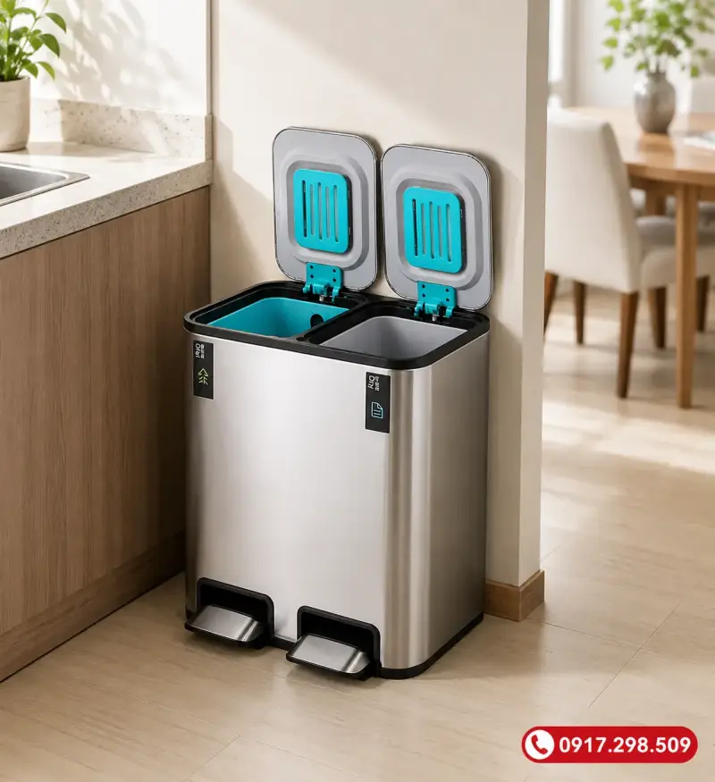 Thùng Rác Inox Nắp Lật Tròn  -Inox 201/304 – Đủ Size, Giá Xưởng | Môi Trường Bình Dương