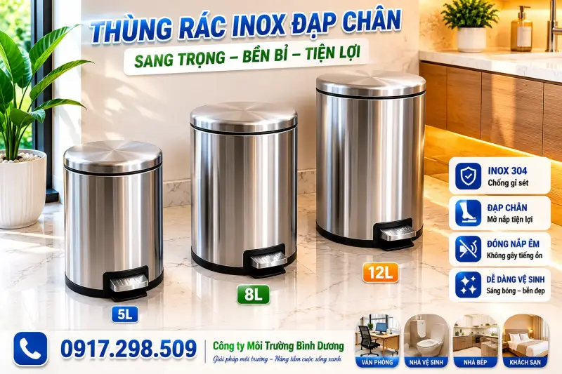 Thùng Rác Inox: Tổng Hợp Tất Cả Loại, Giá & So Sánh Với Composite