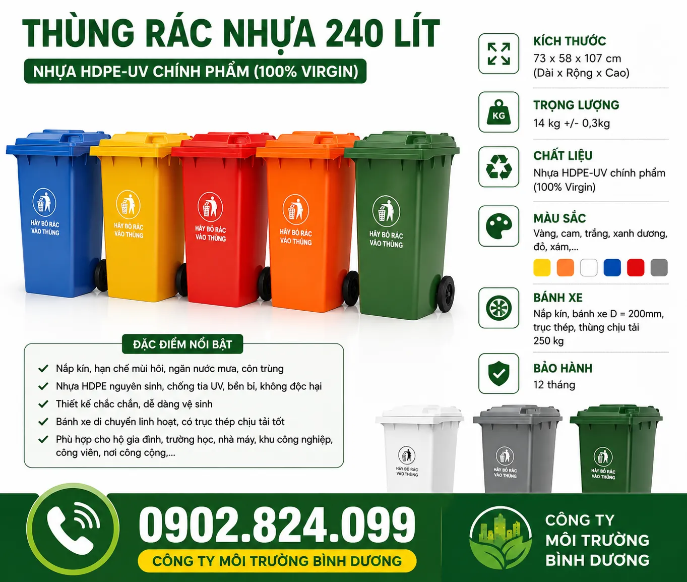 Thùng Rác Nhựa 240L: So Sánh Các Loại, Giá Tốt Nhất & Nơi Mua Uy Tín