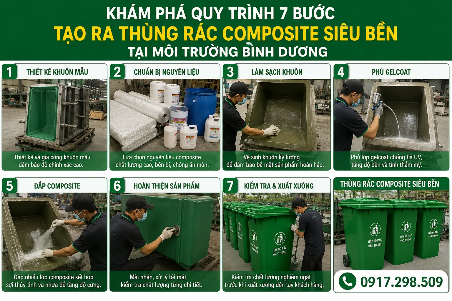 Khám Phá Quy Trình 7 Bước Tạo Ra Thùng Rác Composite Siêu Bền Tại Môi Trường Bình Dương