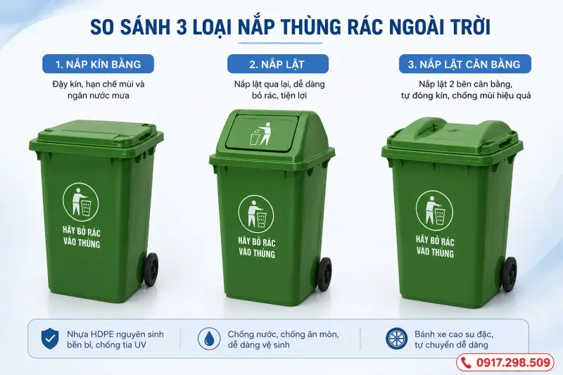 Thùng Rác Có Nắp Đậy: Nắp Kín, Nắp Lật, Bập Bênh – Nên Chọn Loại Nào?