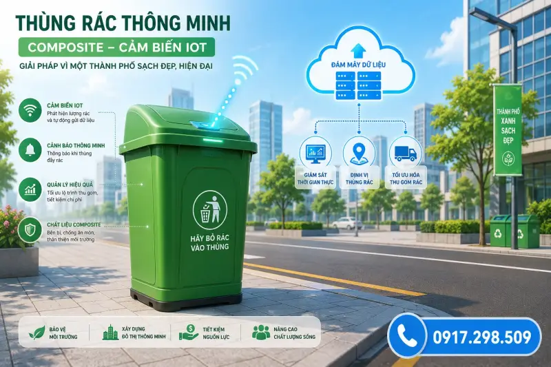 Thùng Rác Thông Minh Là Gì? Cảm Biến IoT, Cảm Ứng, Tự Nén Rác