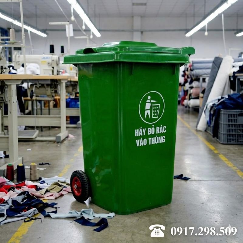 Xưởng May Xả Bao Nhiêu Rác? Cách Tính Định Mức Thùng Rác 240L Chuẩn PCCC
